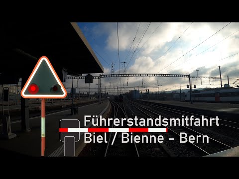 Cab ride Biel/Bienne to Berne (almost) by train IR 65 - Führerstandsmitfahrt Biel/Bienne nach (Bern)