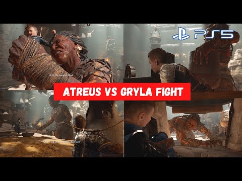 Atreus Vs Gryla Boss Fight God of War Ragnarok - PS5