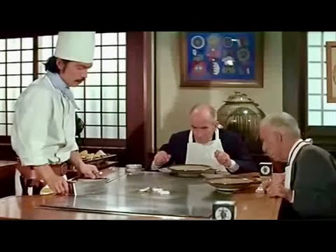 Louis de Funès, authentic Japanese Teppanyaki à la Suntory Restaurant Filet Mignon & Shrimp 