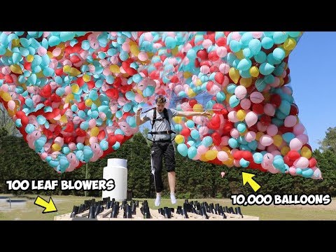 I Flew Using Only Balloons AND Leaf Blowers