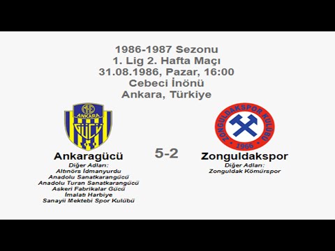 Ankaragücü 5-2 Zonguldakspor 31.08.1986 - 1986-1987 Turkish 1st League Matchday 2