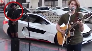 Street singer doesn't know Original Singer of this song watching him from side