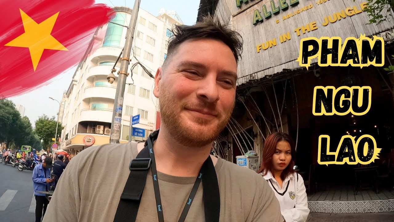 Wander through the energetic charm of Pham Ngu Lao Street, as a tourist discovers its dynamic vibe.