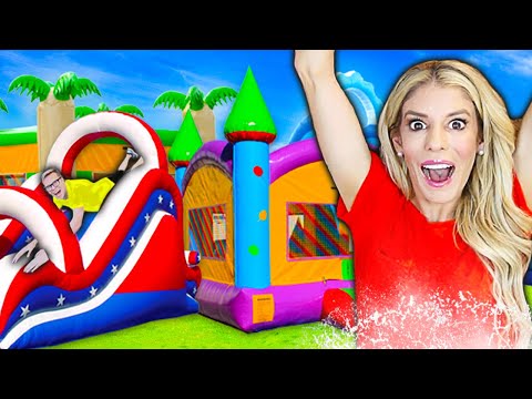 We Turned Our BACKYARD into a Giant WATERPARK For 24 HOURS! Game Master challenge | Rebecca Zamolo