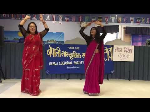 Girls Dancing in Teej Song Ghankaideu Madalu Khari Jhare Jharla #nepalidance