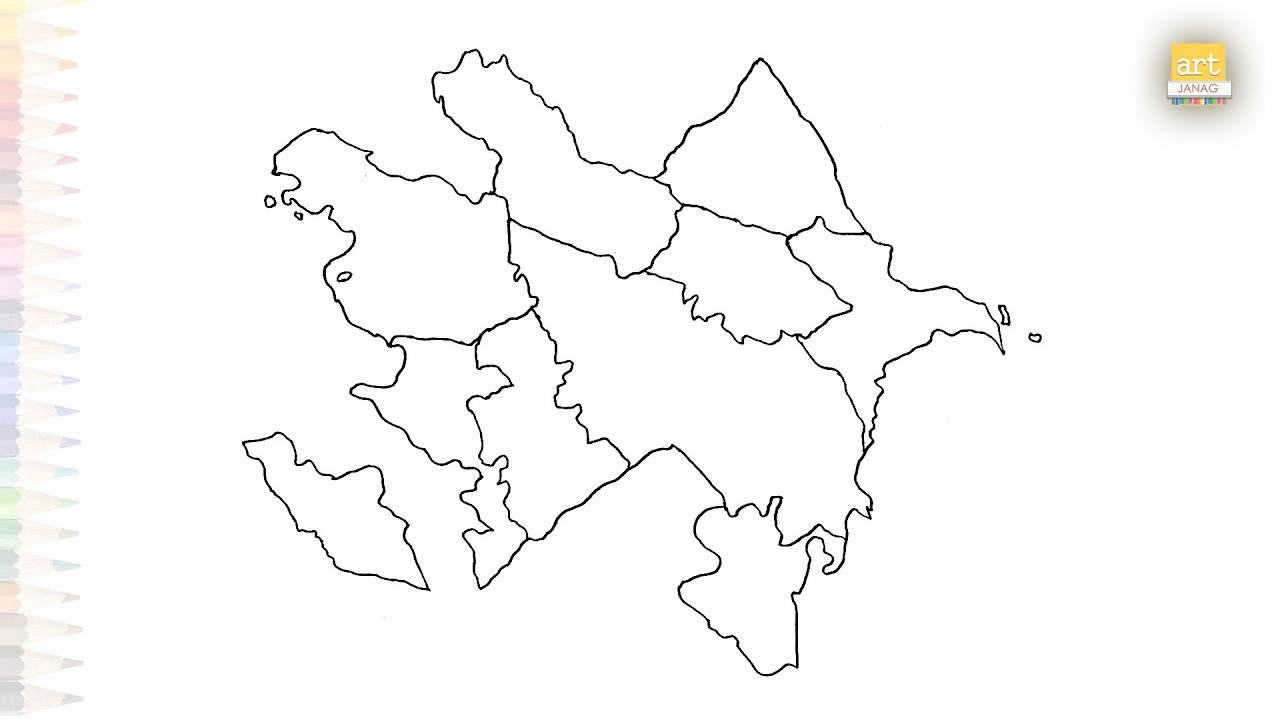 Outline Map of Azerbaijan with Regions drawing easy | Map sketches | How to draw Azerbaijan map