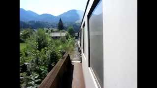 preview picture of video 'Slovenia: Onboard the SŽ Autovlak car transporter train leaving Bohinjska Bistrica towards Podbrdo'