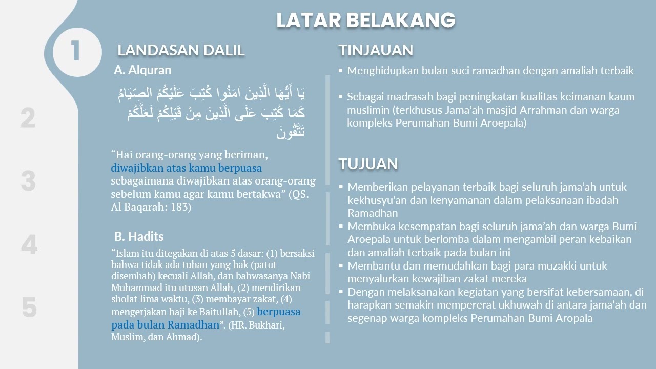 Proposal Kegiatan Amaliah Ramadhan 1443H - Takmir Mesjid ArRahman Komplek Perumahan Bumi Aroepala