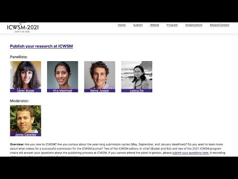 ICWSM 2021 - Publish your research at ICWSM (Part 2)