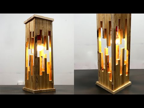 Make a modern wood lamp from pallets - creativity crafts idea
