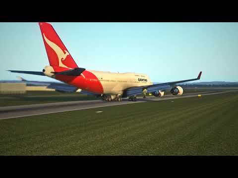 QANTAS 747-400ER Take Off at Grossostheim/Aschaffenburg [EDFC] - X-Plane 11