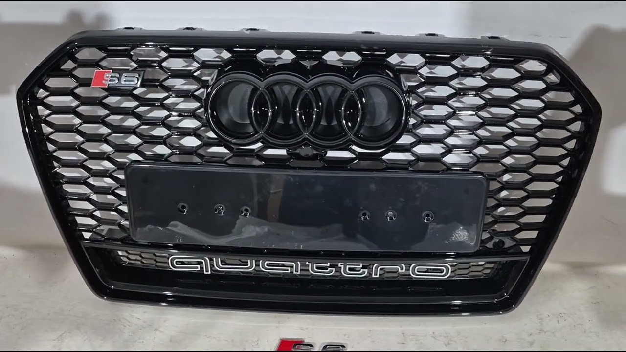 Audi A6 C7 2011–2017 Přední černá maska chladiče RS-style s nápisem Quattro (2014-2017) Video 1