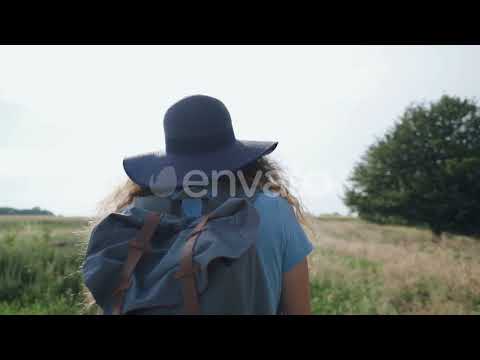 Woman Travels With a Backpack in Beautiful Places | Stock Footage - Envato elements
