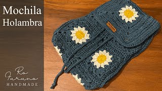Mochila Holambra - Feita em crochê, com squares, simples e linda - Passo a Passo por Ro Furuno