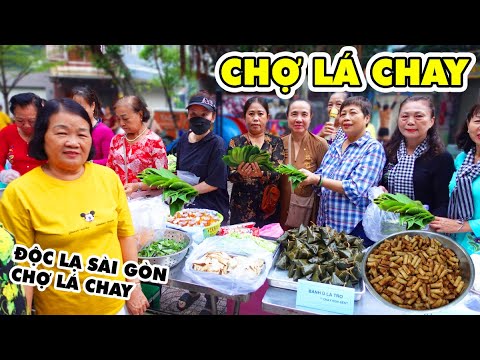 Siêu hiếm CHỢ LÁ ẨM THỰC CHAY chỉ dùng lá cây mua đồ Chay không dùng tiền lần đầu xuất hiện Sài Gòn