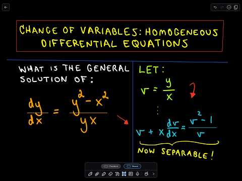 Change of Variables / Homogeneous Differential Equation - Example 1 