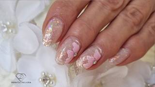 Glitter encapsulation with hard gel easy to follow nail tutorial. Simple floral nails 