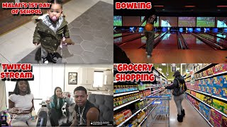 Day In My Life| Malan’s 1st school day+ twitch stream+drunk bowling+ grocery shopping