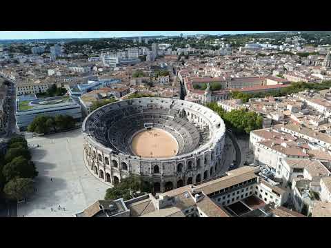Coliseum of Nîmes / Amphitheater / Arena - DRONE - Nimes France - ECTV