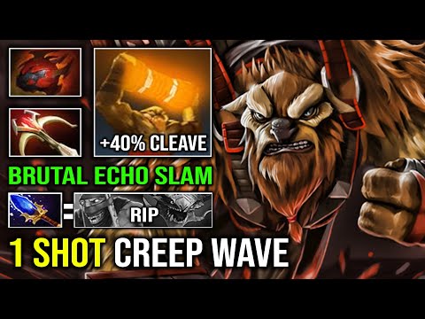 WTF 1 Shot Creep Wave +40% Cleave Totem OP Echo Slam | NEW Offlane Eartshahker Guide Dota 2