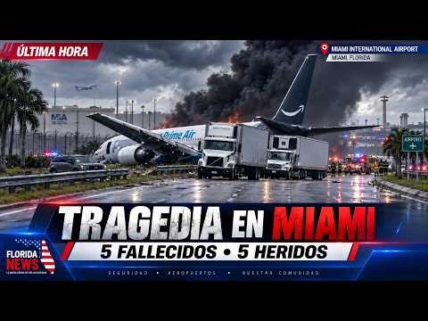 5 FALLECIDOS, 5 HERIDOS en ACCIDENTE AÉREO EN  MIAMI: Boeing 767 se sale de pista ✈️ | EN VIVO