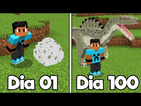 Sobrevivi 100 DIAS no MUNDO DE DINOSSAUROS no Minecraft - O FILME