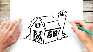 How To Draw Easy Barn Step by Step