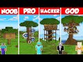 HOUSE INSIDE TREE BASE BUILD CHALLENGE - Minecraft Battle: NOOB vs PRO vs HACKER vs GOD / Animation