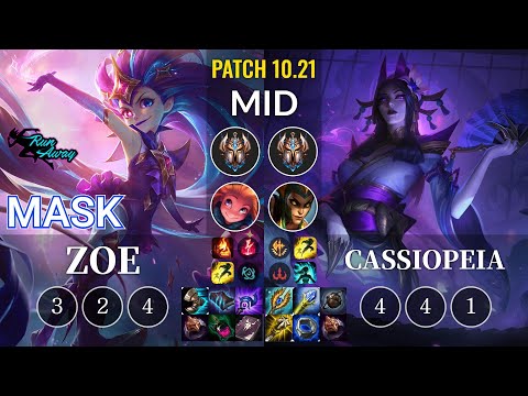 RNW Mask Zoe vs Cassiopeia Mid - KR Patch 10.21