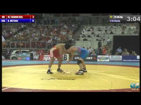 Mehdi Taghavi (IRI) vs Brent Metcalf (USA) 66kg - 1/16 Final - 2013 World Wrestling Championships