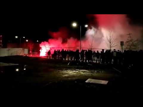 (Part 2) Lyon hooligans clash with police before the match with CSKA Moscow 15.03.2018