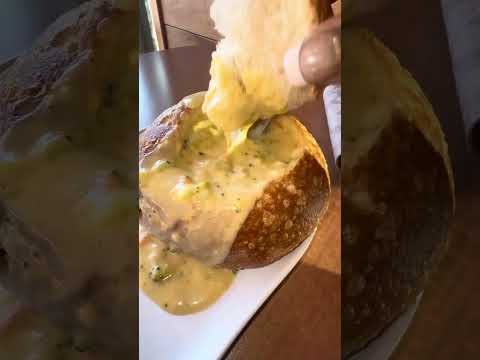Ultimate Comfort: Panera Bread Broccoli Cheddar Soup Bread Bowl #PaneraBread #broccolicheddarsoup