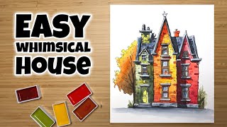 Watercolor for Beginners | Step by Step Whimsical House Painting Tutorial with Gansai Tambi Paints