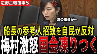 【梅村静かにキレる】船長の参考人招致に”自民党筆頭理事”が反対し、梅村激怒【辺野古転覆事故|梅村みずほ|自民党】