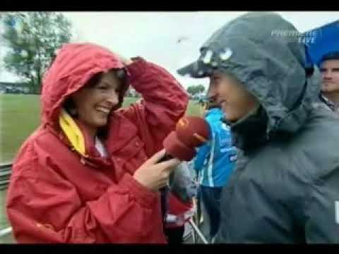 Hungary 2006 Kimi Räikkönen wearing dancing shoes during Drivers Parade Interview