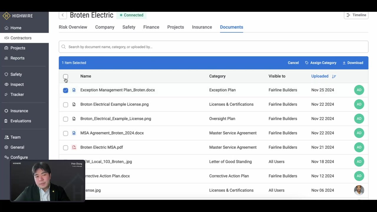 Documents: Centralize contractor documentation