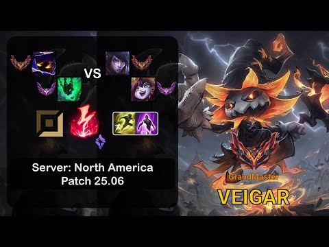Veigar APC + Thresh vs Aphelios + Lulu - NA GrandMaster - Patch 25.06