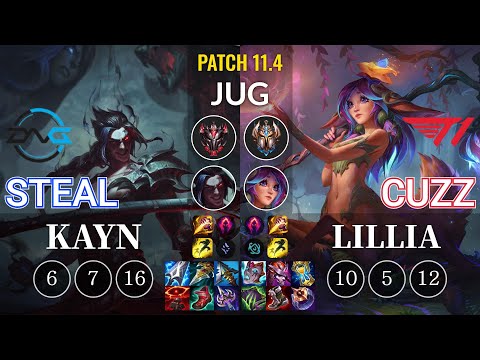 DFM Steal Kayn vs T1 Cuzz Lillia Jungle - KR Patch 11.4