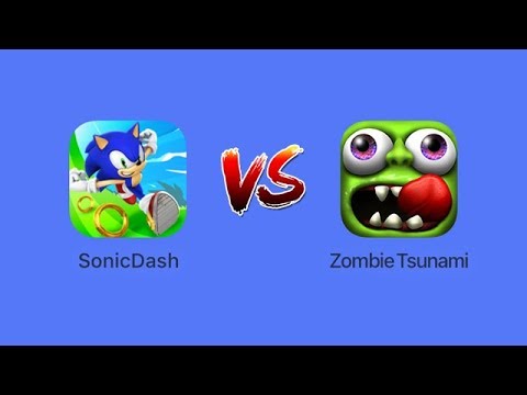 Sonic Dash versus Zombie Tsunami [iOS Gameplay, Walkthrough] Video
