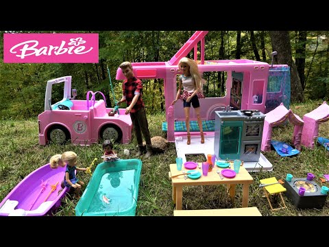 Barbie and Ken NEW Camper and RV Trip to Mountains with Barbie Sister Chelsea Lost in a Woods