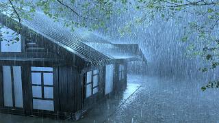 3 Minutes of Listening to Sleep with Powerful Rain & Thunder Strongly on Dark Brown Roof at Night