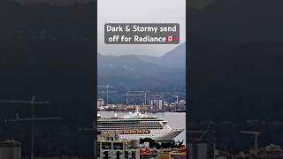 Dark & Stormy Season Finale for the Radiance of the Seas - Bow riders braving Vancouver Rain