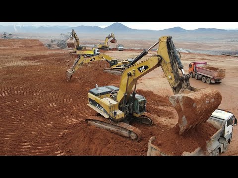 Four Caterpillar 385C Excavators Loading Mercedes & MAN Trucks - Sotiriadis/Labrianidis Mining Works
