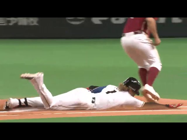 【6回裏】ファイターズ・陽が見せた気迫プレー!! 一塁へヘッドスライディング 2015/5/4 F-E