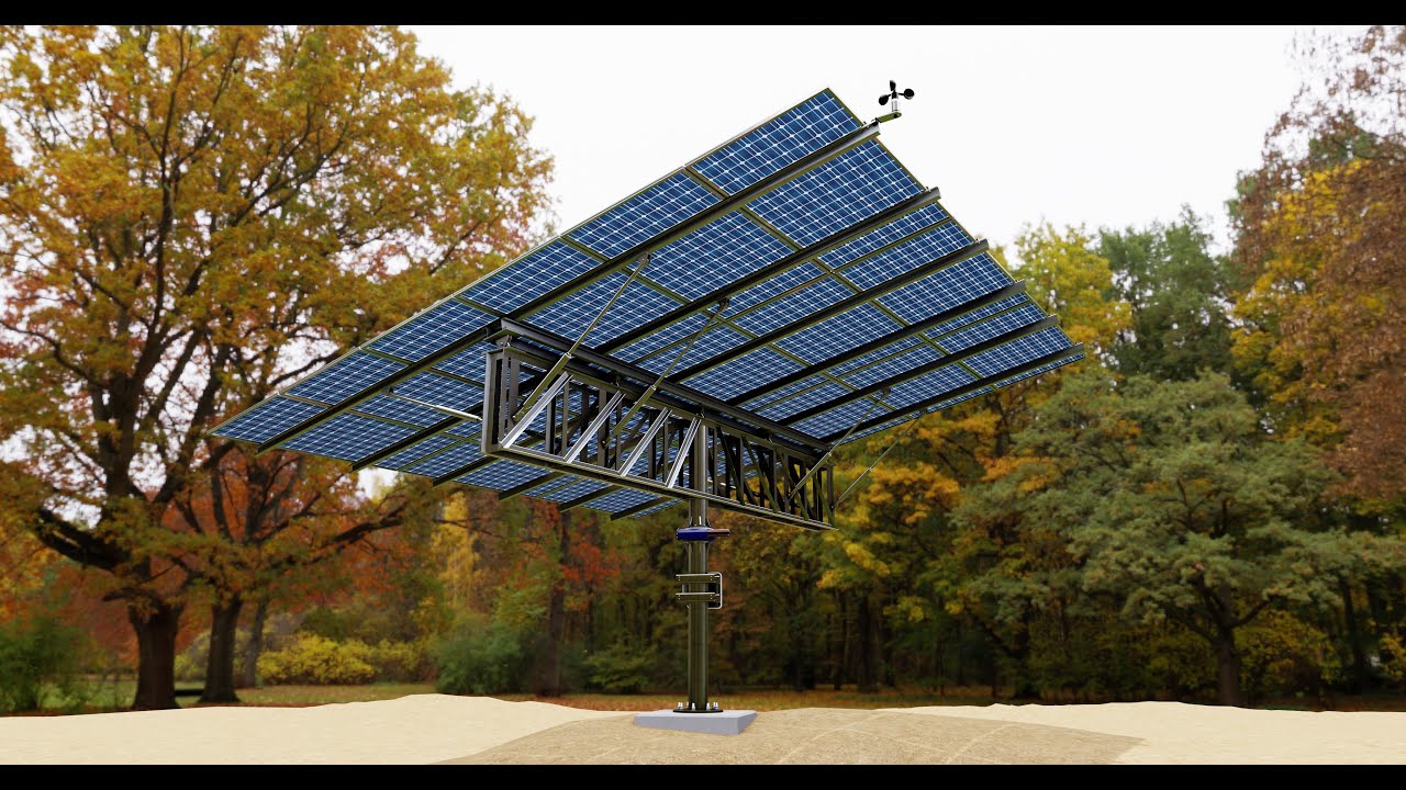 Dual Axis Solar Tracker Pole-3x6 Panel Layout-SOLAR-SIM V01 3D Model
