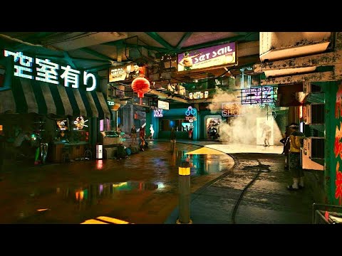 Cyberpunk 2077 | PS5 4K HDR | Jig Jig Street | 1 hour ASMR / Sleep aid | No music
