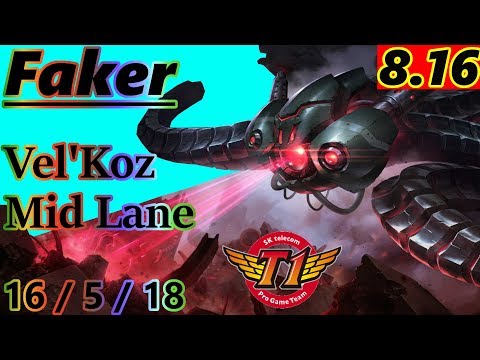 Faker as Vel'Koz Mid Lane - S8 Patch 8.16 - Rank 8 KR Challenger - Full Gameplay