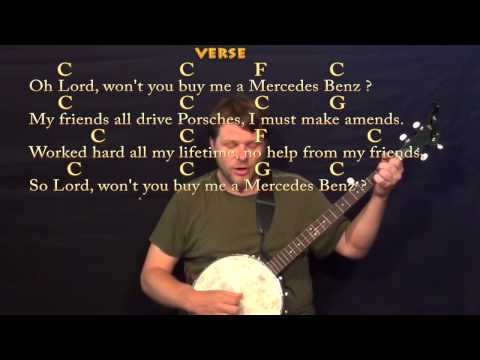Mercedes Benz (Janis Joplin) Banjo Cover Lesson with Chords / Lyrics