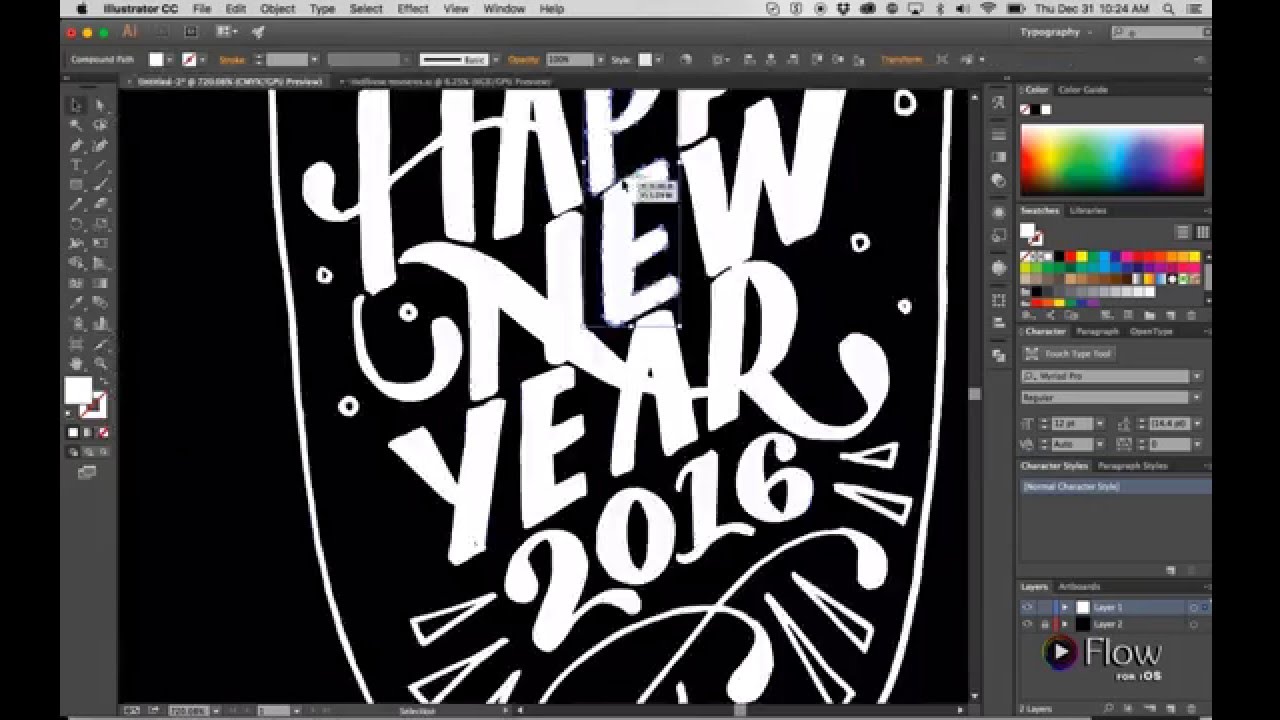 Happy New Year Vector Art Adobe Illustrator Process Time Lapse