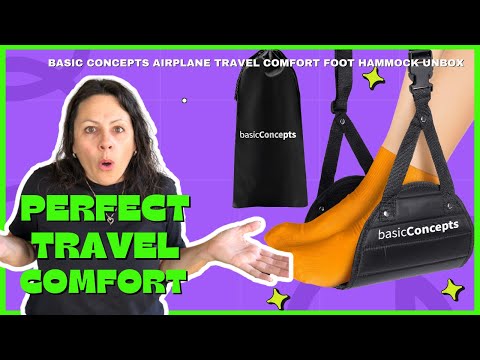 BASIC CONCEPTS Airplane Foot Hammock for Plane Travel Essentials - Airplane Travel Essentials, Long Flight Foot Rest - Plane Gadgets video review thumbnail